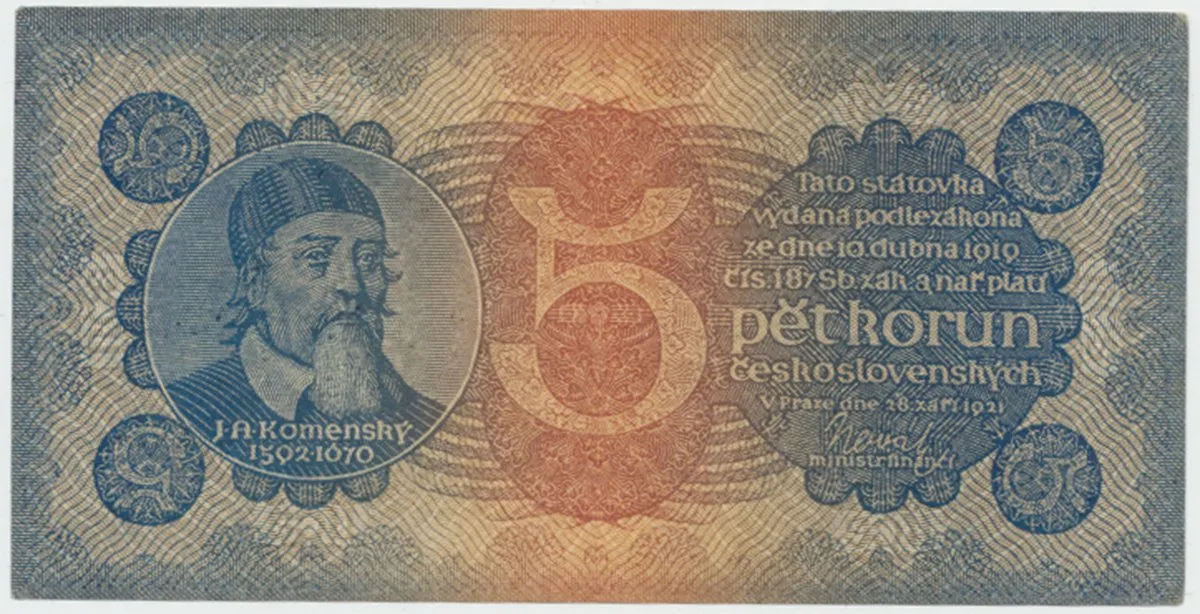 Československo, 5 Koruna 1921, série 3, Hej.18a
