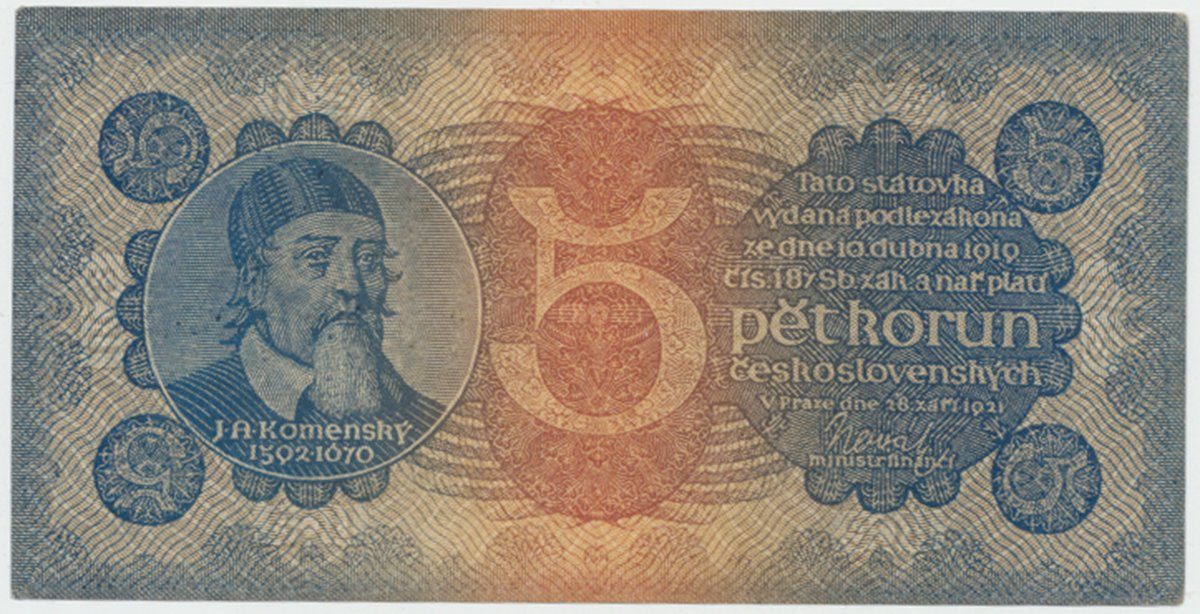 Československo, 5 Koruna 1921, série 3, Hej.18a