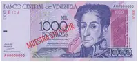 Venezuela, 1000 Bolivares 1998, anulát - MUESTRA SIN VALOR, P.79s
