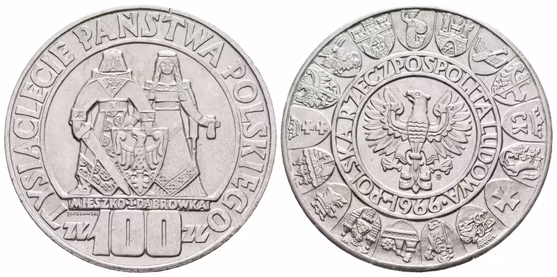 Polsko, 100 Zlotých 1966 - Pamětní