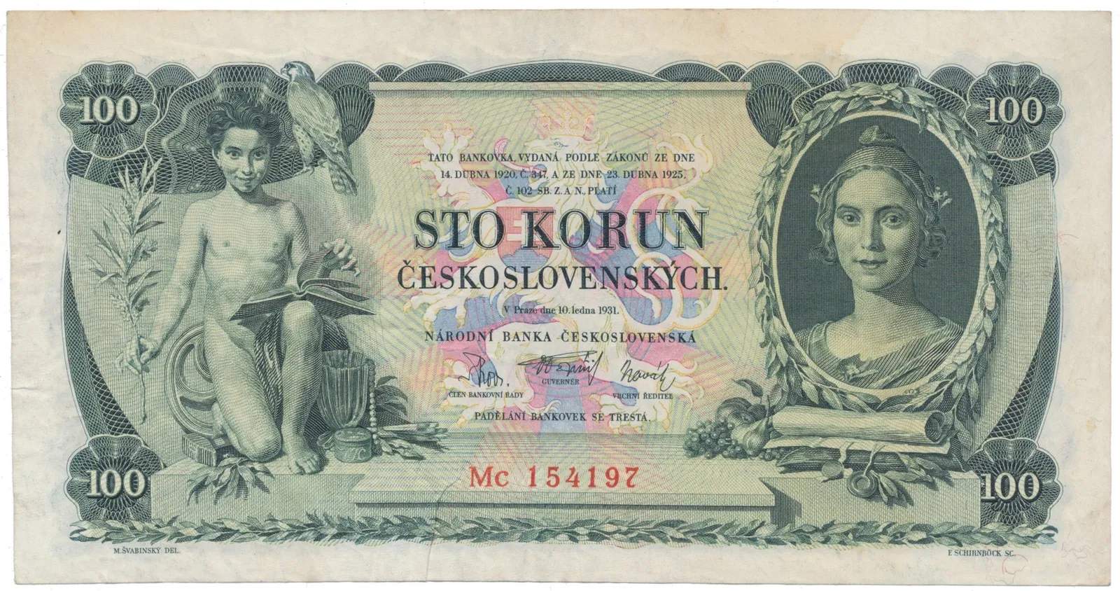 100 Koruna 1931, série Mc, Hej.25b2