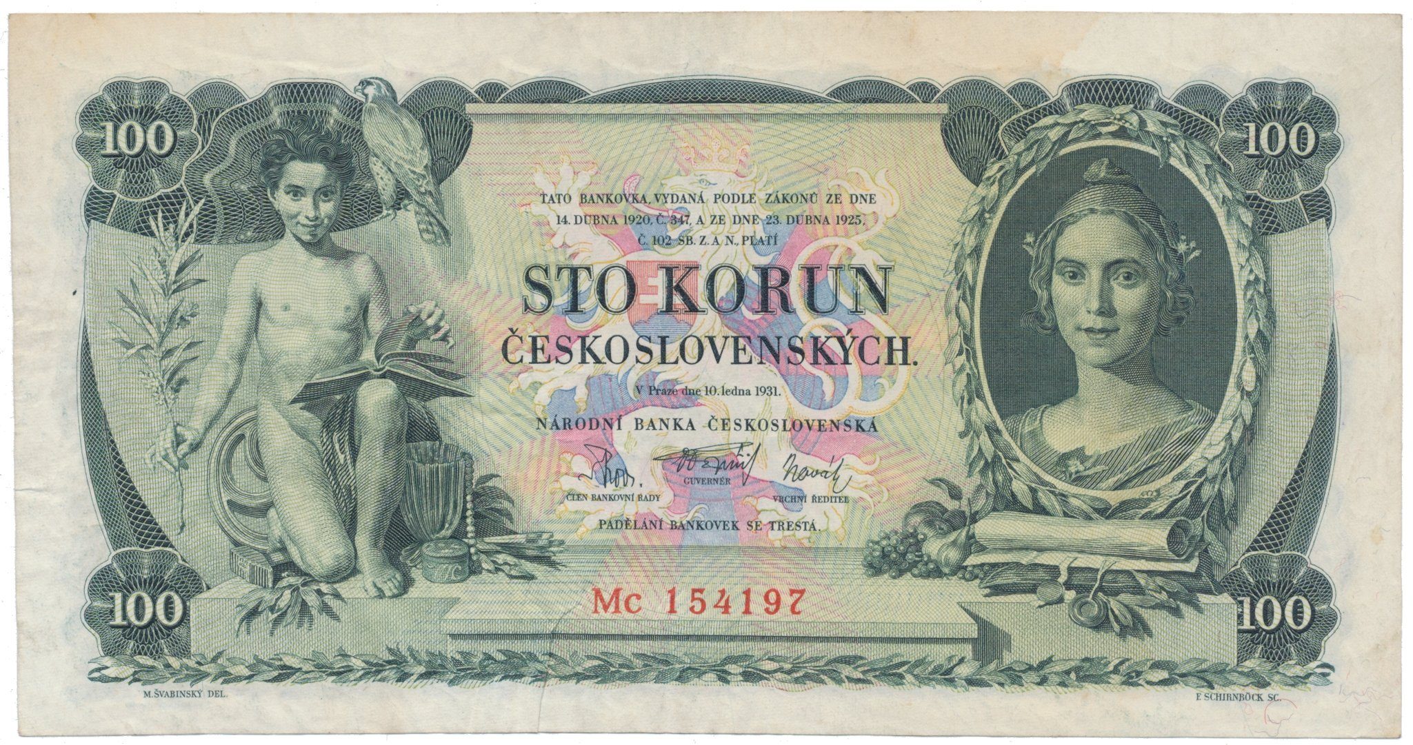 100 Koruna 1931, série Mc, Hej.25b2