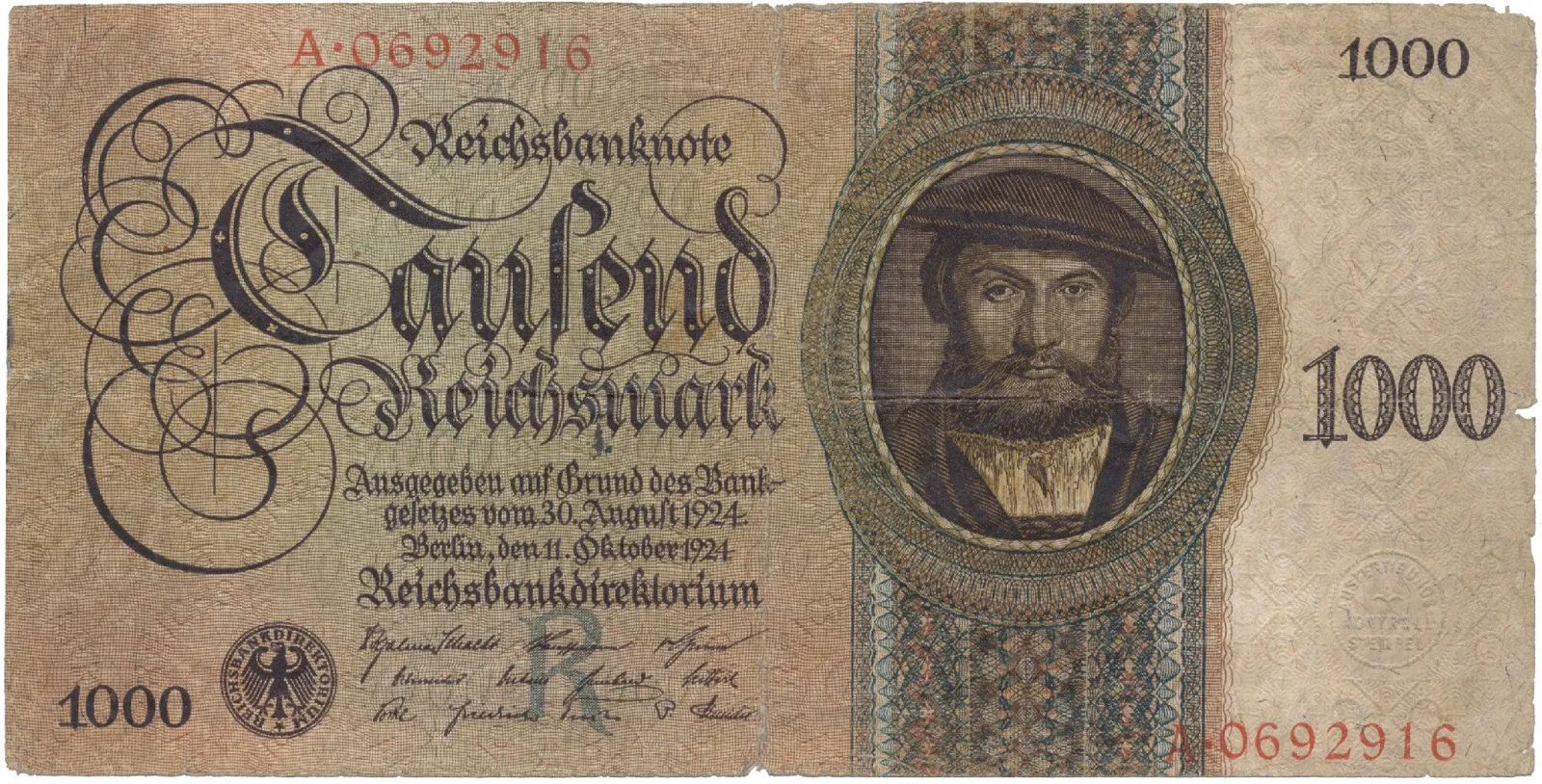 Německo, 1000 Reichsmark 1924, Hej.D9a