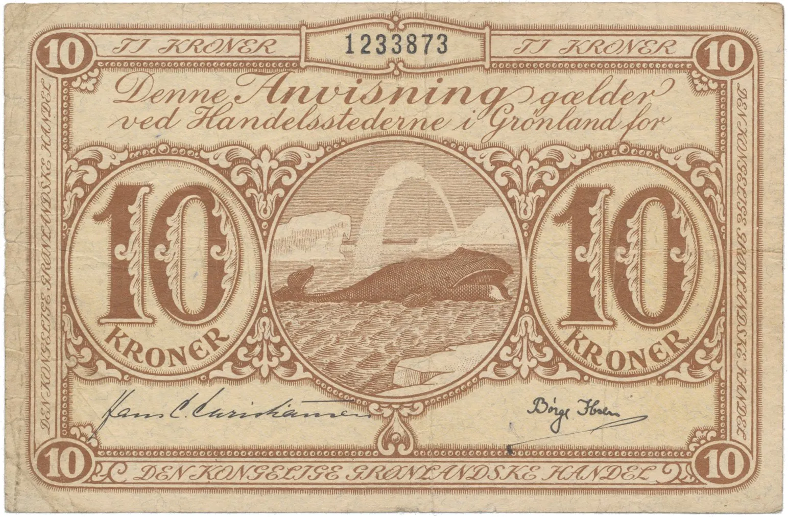 Grónsko, 10 Kroner (1953-1967), P.19a