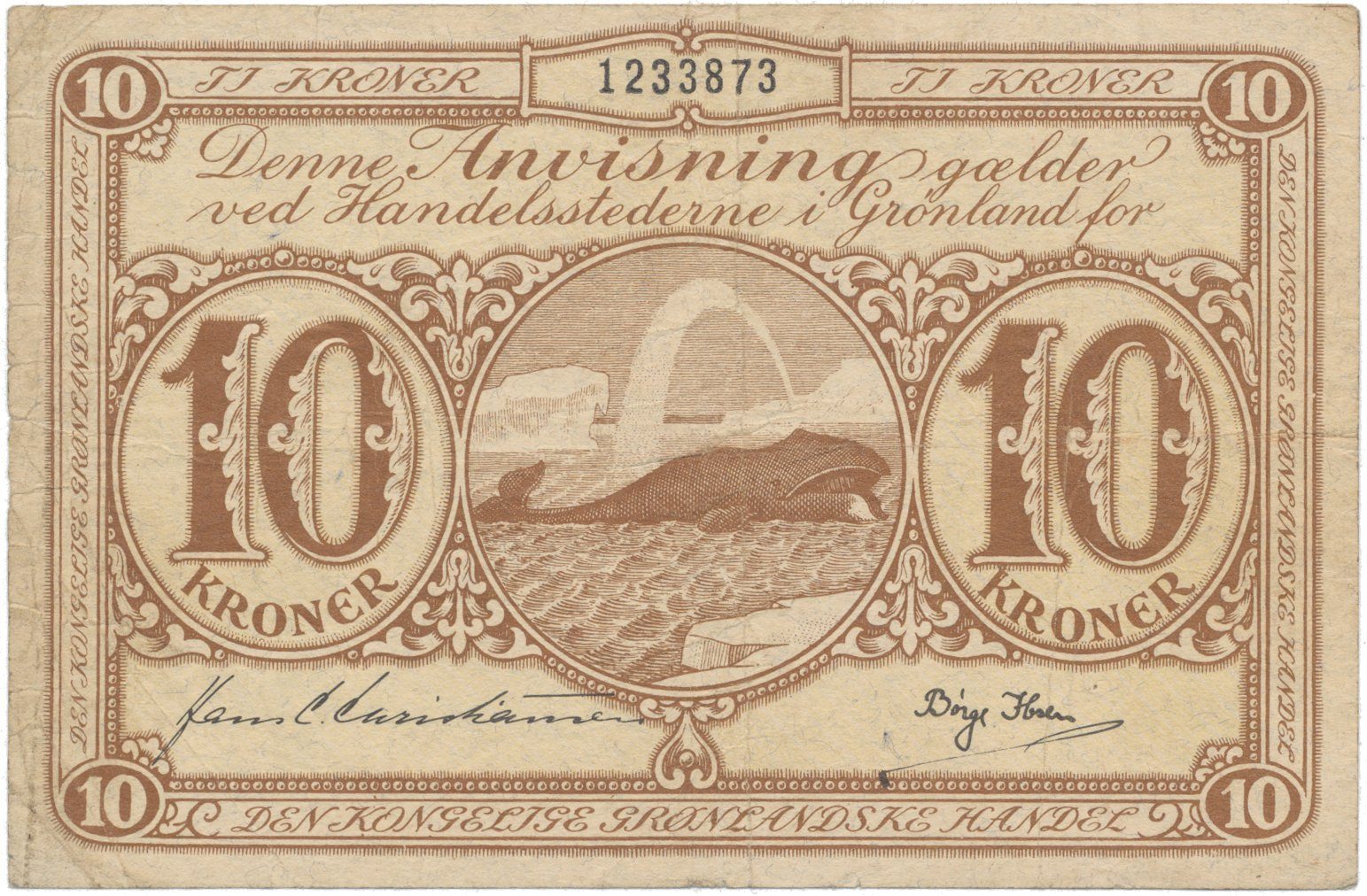 Grónsko, 10 Kroner (1953-1967), P.19a