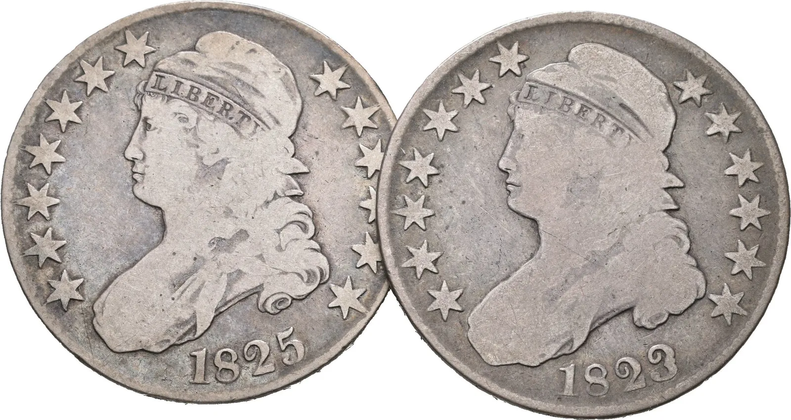 1/2 Dollar 1823, KM.37, var. Patched 3 + 1/2 Dollar 1825, — 1