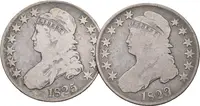 1/2 Dollar 1823, KM.37, var. Patched 3 + 1/2 Dollar 1825, — 1