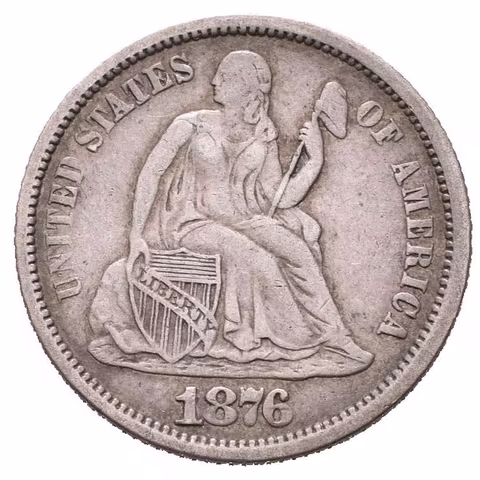 Dime 1876, KM.105, patina