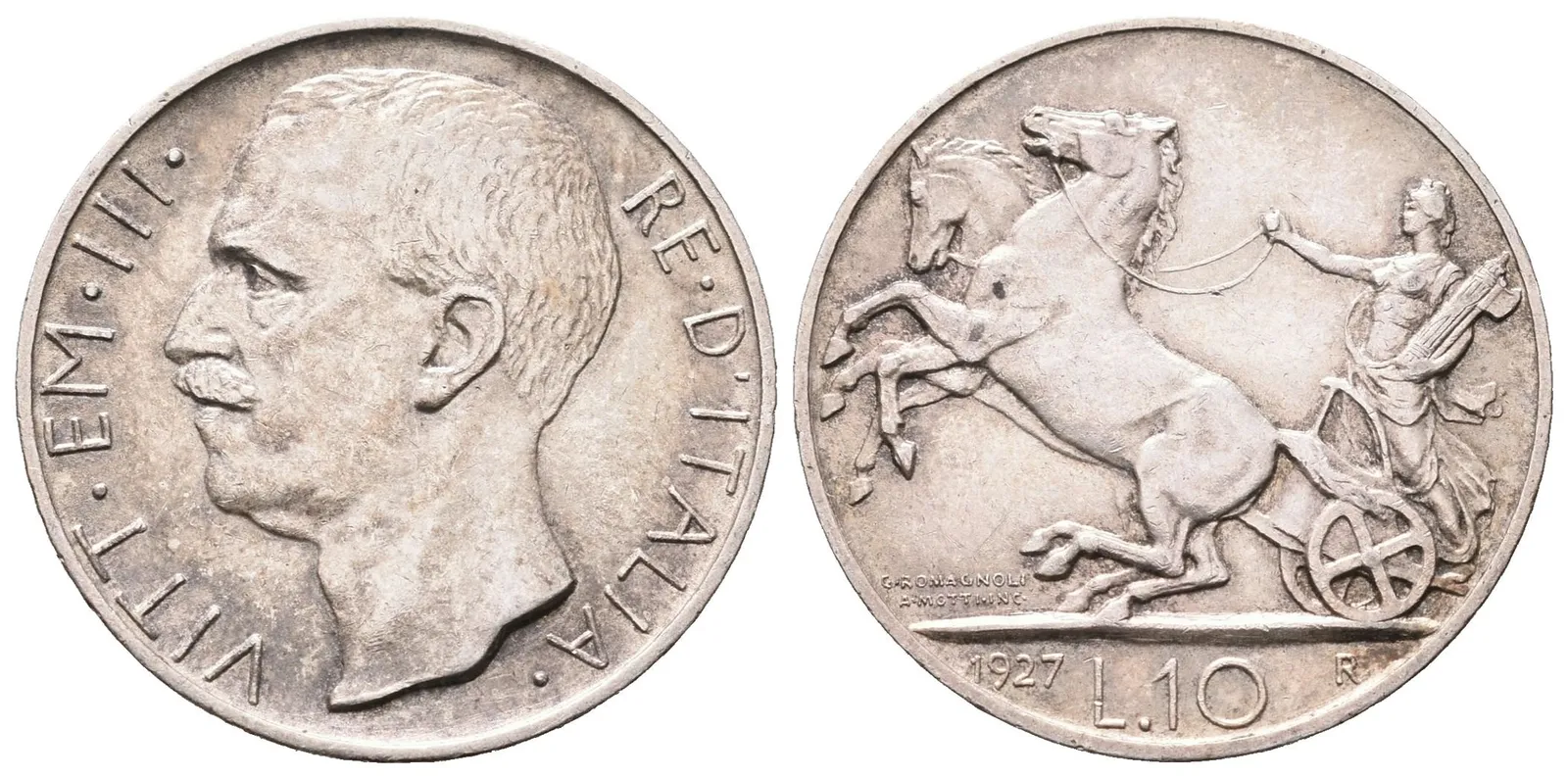 Itálie, 10 Lira 1927 R