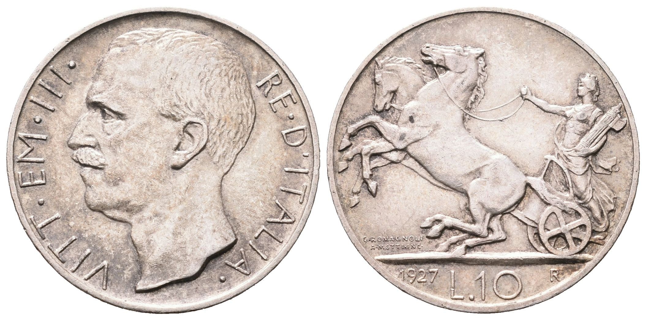 Itálie, 10 Lira 1927 R