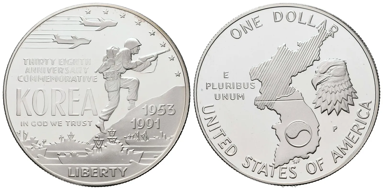 USA, 1 Dollar 1991 - Korejská válka, PROOF
