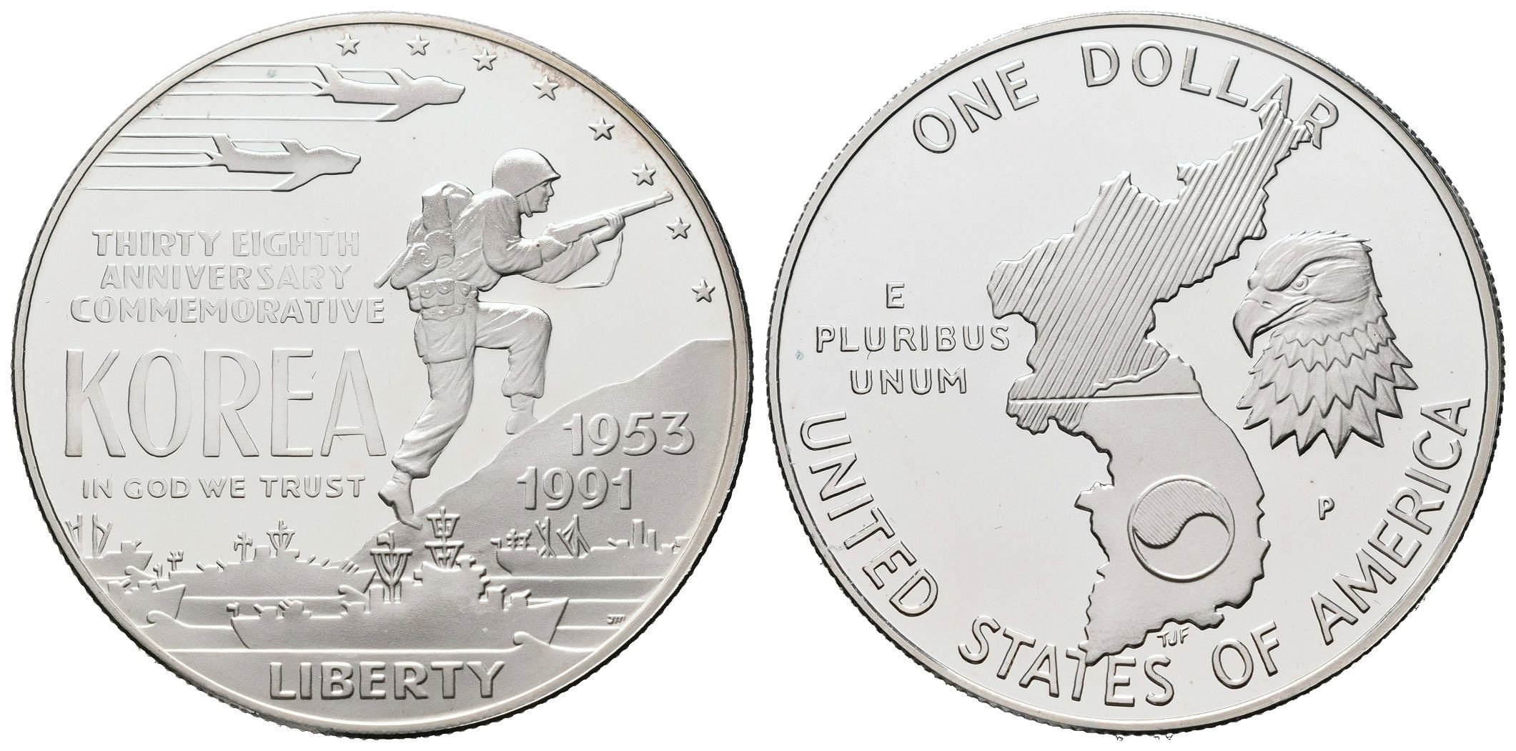 USA, 1 Dollar 1991 - Korejská válka, PROOF