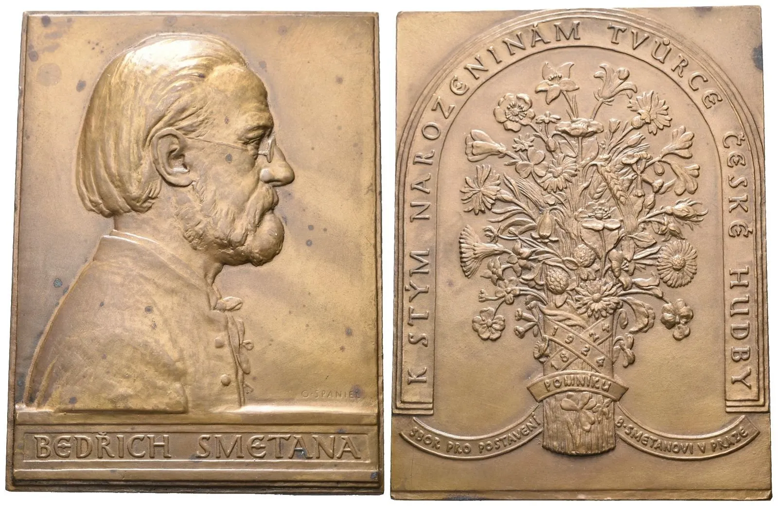 AE Plaketa 1924 - Bedřich Smetana, sbor pro postavení pomníku. Portrét — 1