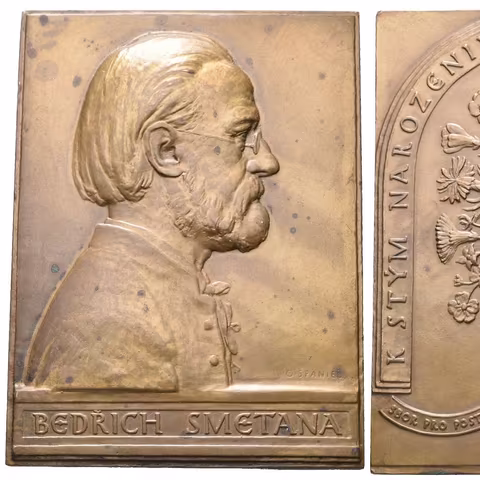 AE Plaketa 1924 - Bedřich Smetana, sbor pro postavení pomníku. Portrét