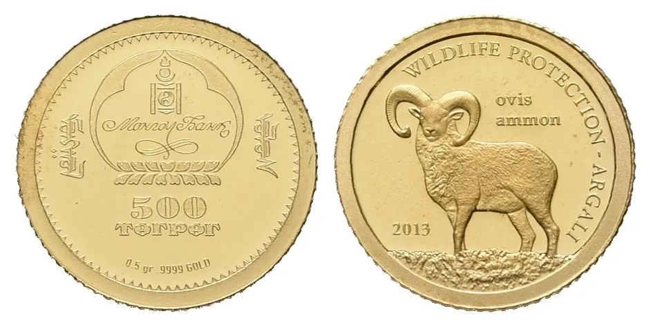 Mongolsko, 500 Tugrik 2014 - Argali altajský