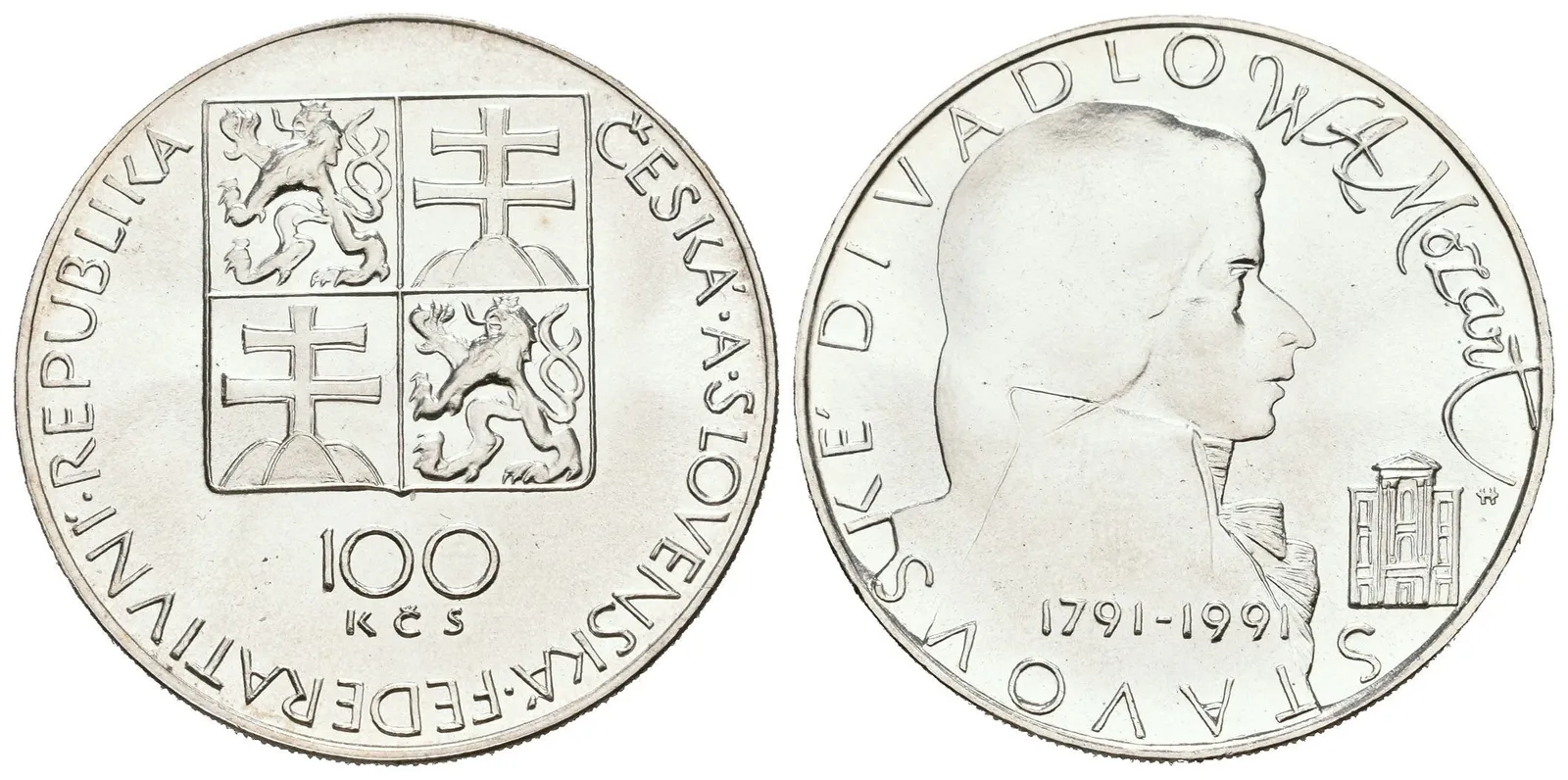100 Kčs 1991 - W. A. Mozart, ražební lesk — 1