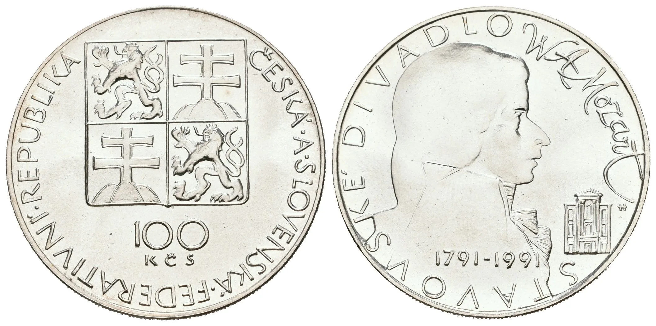 100 Kčs 1991 - W. A. Mozart, ražební lesk — 1