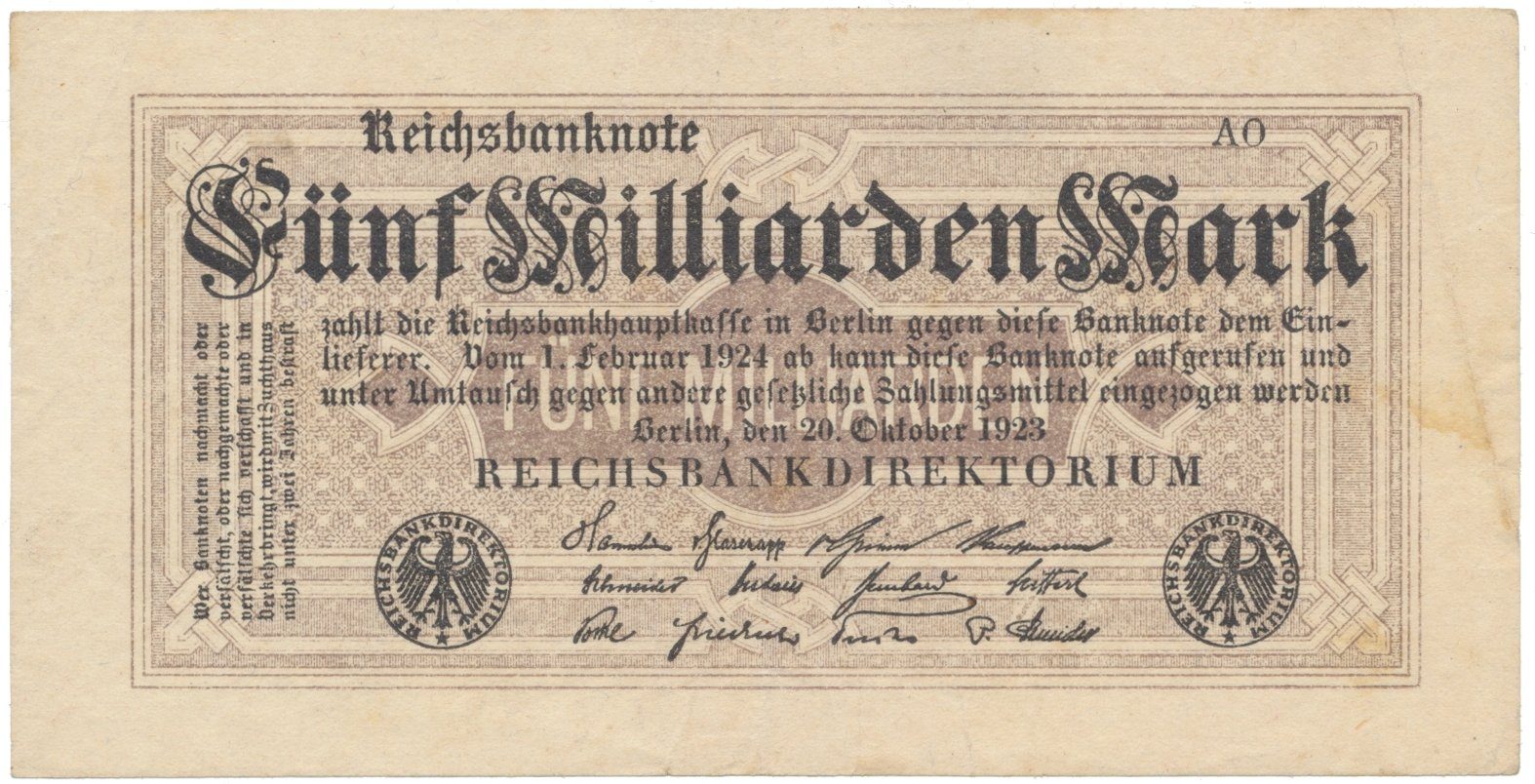 Německo, 5 Milliarden Mark 1923, Ro.120d