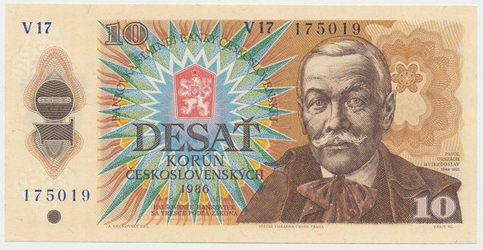 Československo, 10 Koruna / 1986, úzká série V, Hej.116a