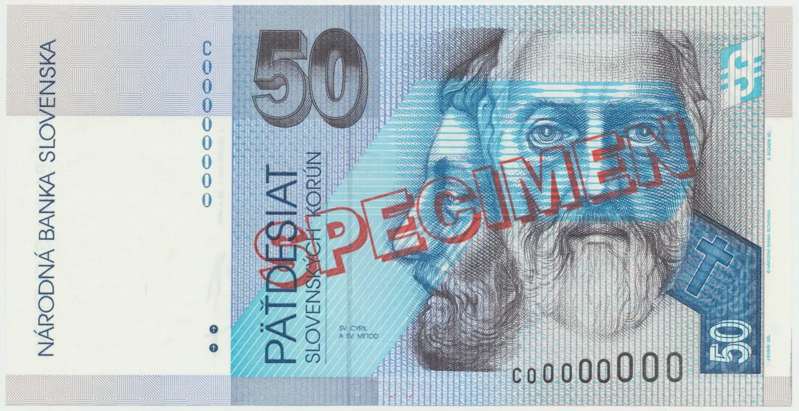 50 Koruna / 1. 7. 1999, C 00000000, bankovní vzor, Hej.SK25V1, BKK.SK6d    N/UNC