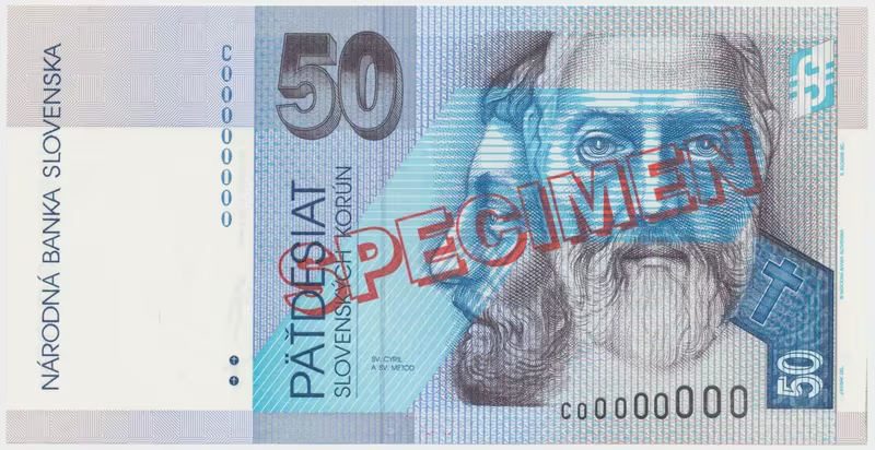 50 Koruna / 1. 7. 1999, C 00000000, bankovní vzor, Hej.SK25V1, BKK.SK6d    N/UNC