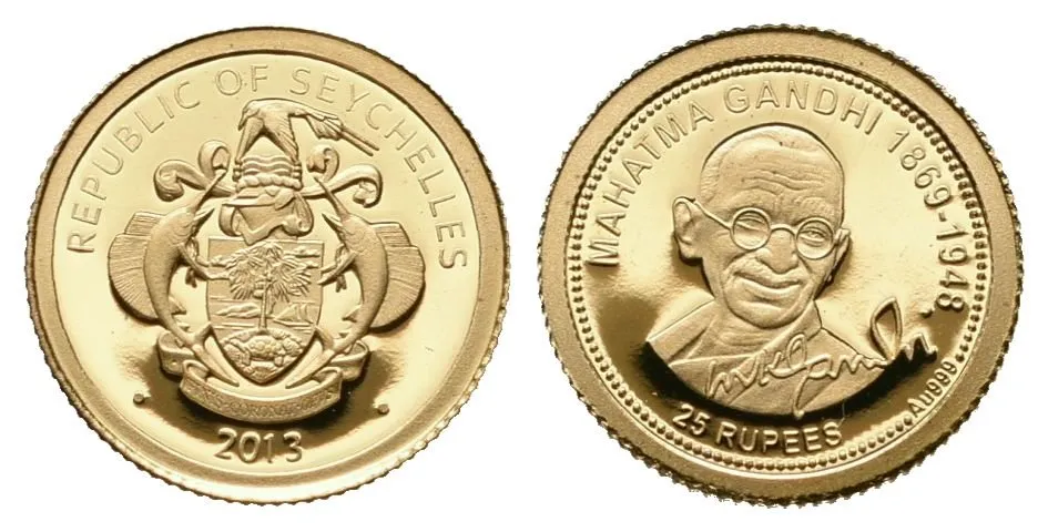 Seychelles, 25 Rupees 2013 - Mahátma Gándhí