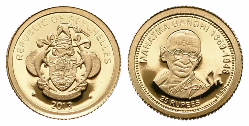 Seychelles, 25 Rupees 2013 - Mahátma Gándhí