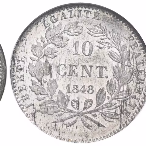 10 Centimes 1848 - Essai (Zkušební ražba), bílý kov, MAZ-1313A,