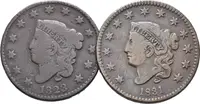 1 Cent 1823, + 1 Cent 1831, KM.45, oběhové zachovalosti, — 1