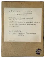 AE Plaketa 1923 - Václav Klofáč. Litý bronz 147 x 113 mm — 2
