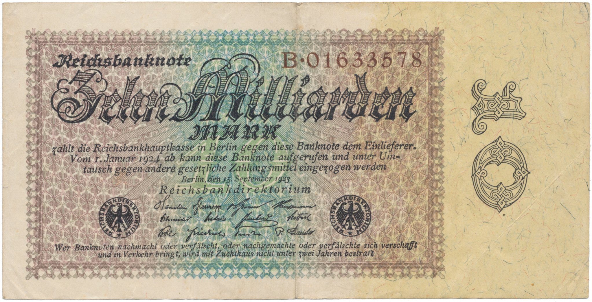 Německo, 10 Milliarden Mark 1923, Ro.113a
