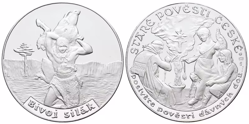 Stříbrná investiční medaile - Staré pověsti české - Bivoj Silák- Ag 20 g - 925/1000