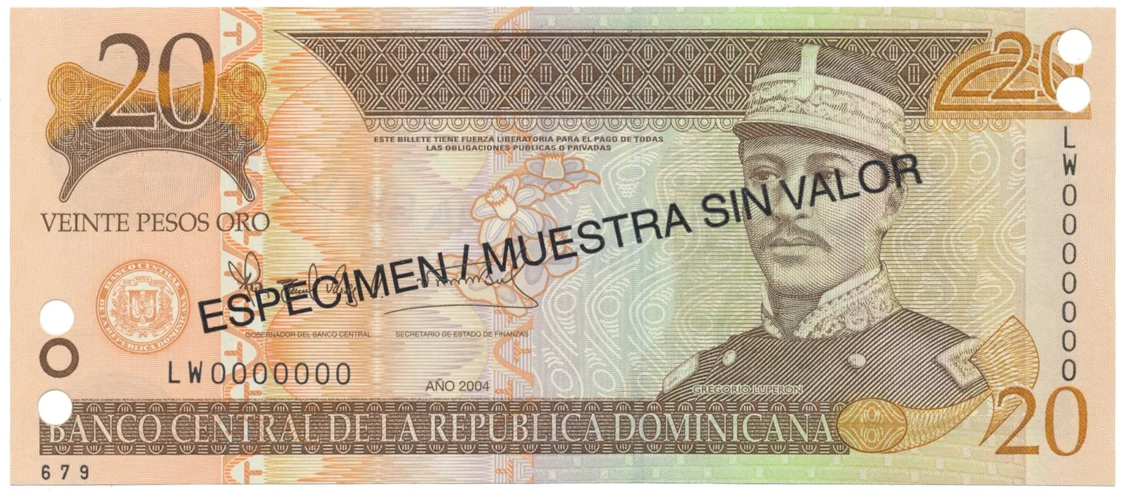 Dominikánská republika, 20 Pesos Oro 2004, P.169s4