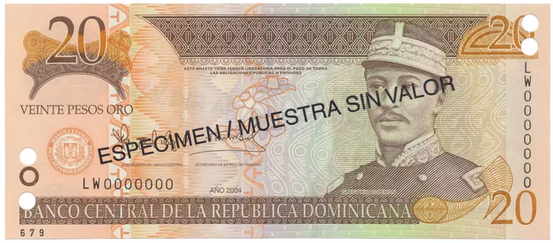 Dominikánská republika, 20 Pesos Oro 2004, P.169s4