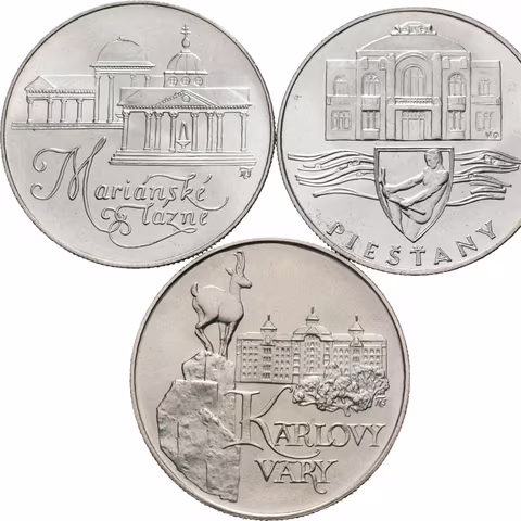 50 Kčs 1991 - Karlovy Vary, Mariánské Lázně, Piešťany_3 ks