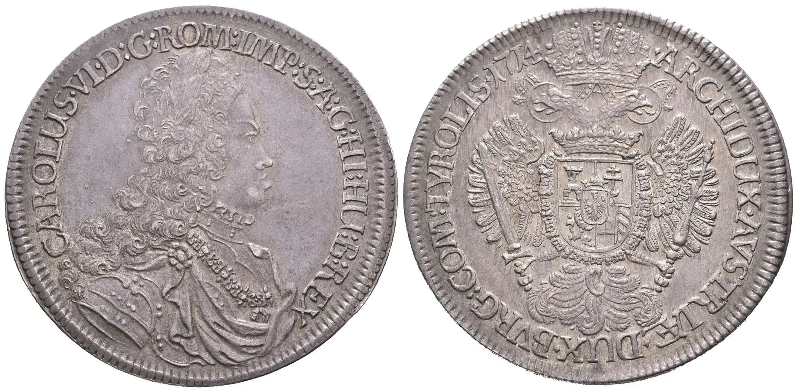 Tolar 1714, Hall, Dav.1051, KM.A692, krásná zachovalost, tmavá patina, — 1