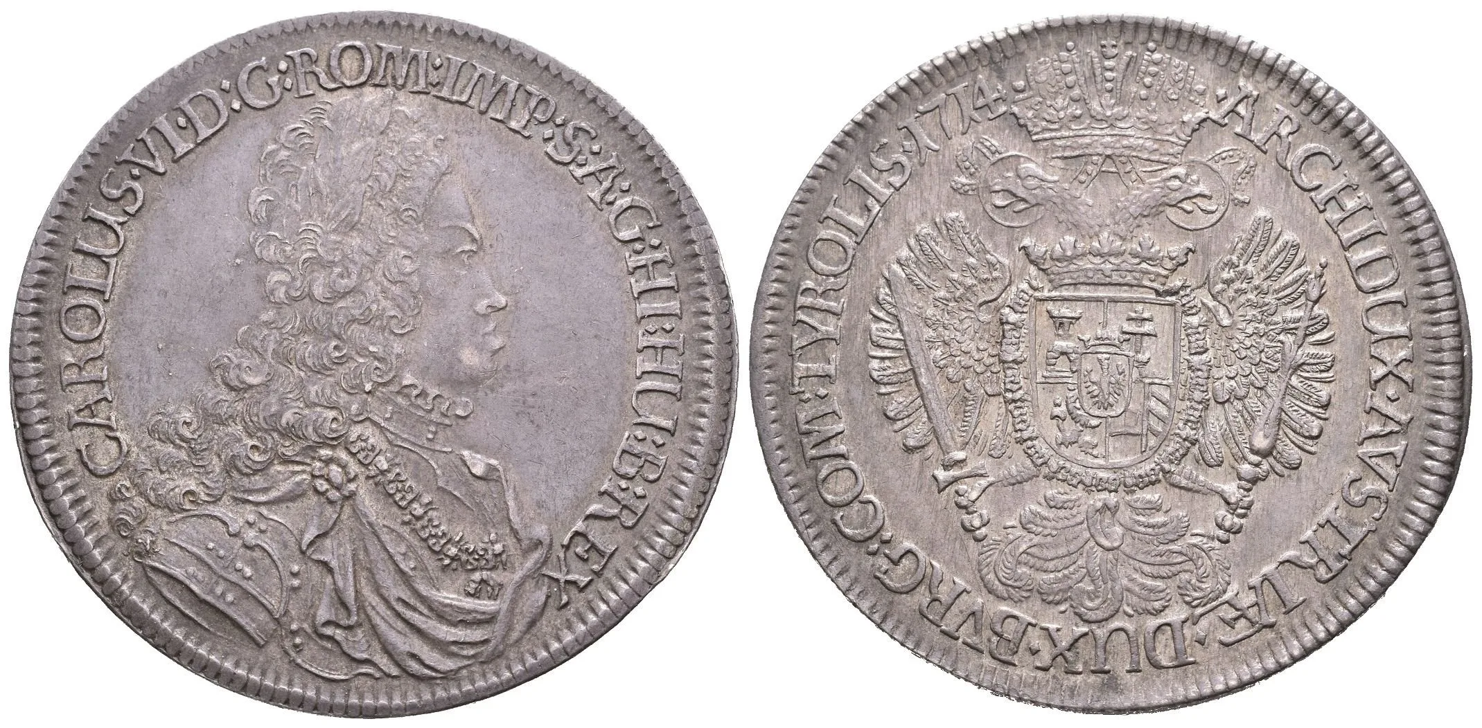 Tolar 1714, Hall, Dav.1051, KM.A692, krásná zachovalost, tmavá patina, — 1