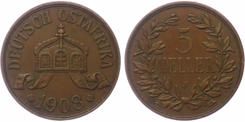 Německá východní Afrika, 5 Haléř 1908 J