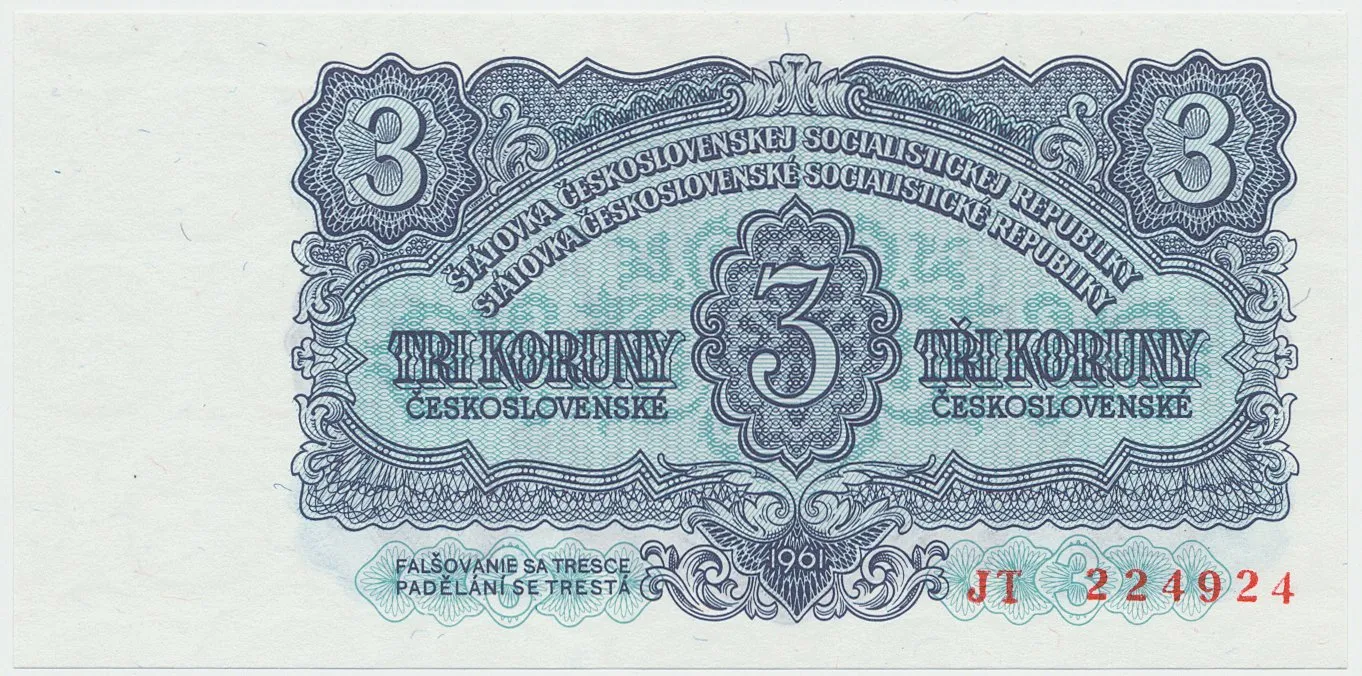 Československo, 3 Koruna 1961, série JT, Hej.98a