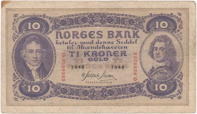 Norsko, 10 Kroner 1940, P.8c