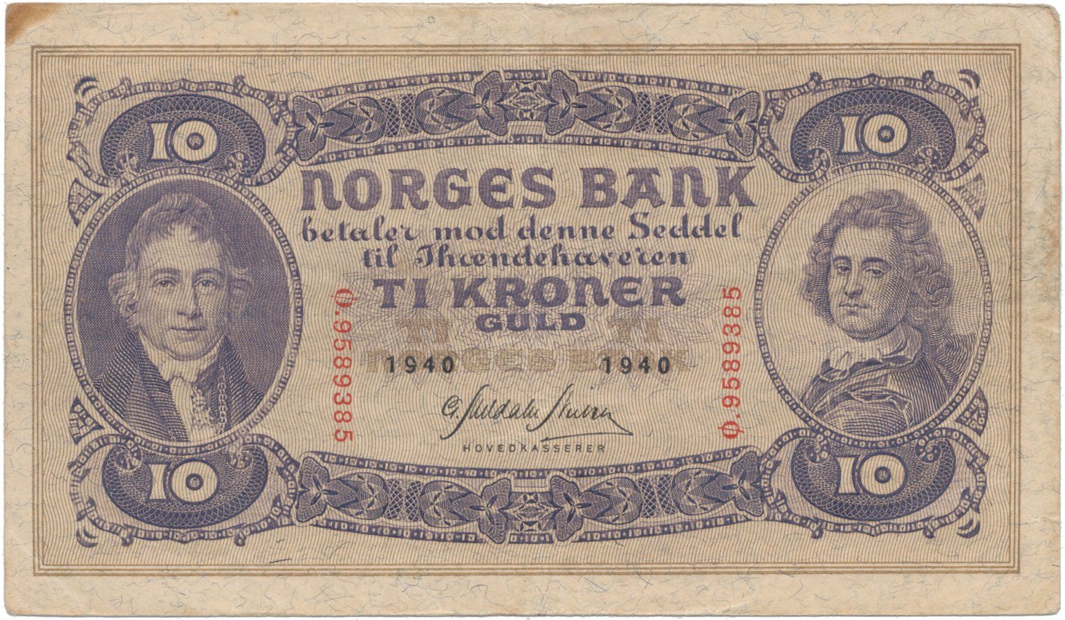 Norsko, 10 Kroner 1940, P.8c