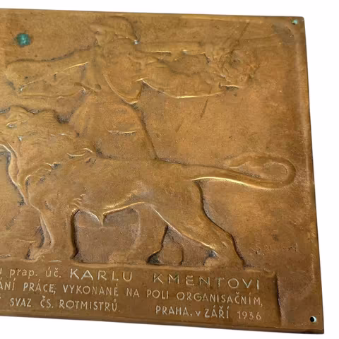AE Plaketa 1936 - V uznání práce vykonané na poli organisačním,