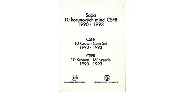 Sada 10 korunových mincí ČSFR 1990 - 1993