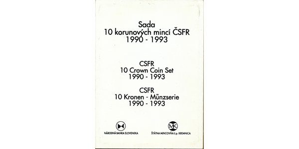 Sada 10 korunových mincí ČSFR 1990 - 1993