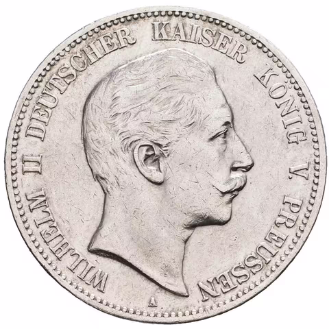 5 Marka 1907 A, J.104, zbytky lesku, rysky a hranky