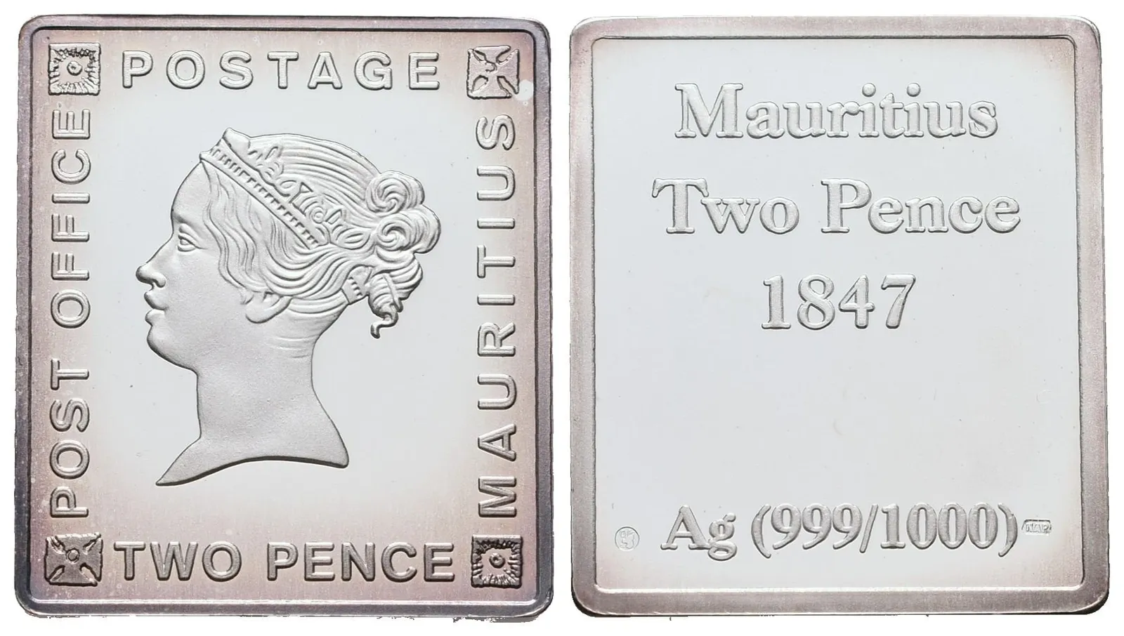 Stříbrná známka - Modrý Mauricius - Ag 6 g - 999/1000