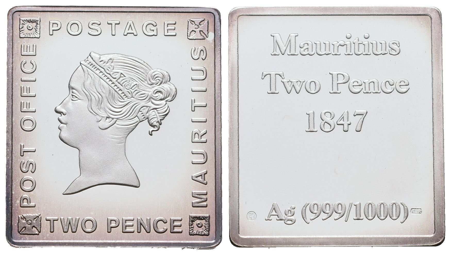 Stříbrná známka - Modrý Mauricius - Ag 6 g - 999/1000