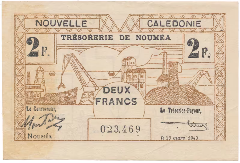 Nová Kaledonie, 2 Francs / 29. 3. 1943, P.56