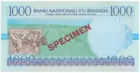 Rwanda, 1000 Francs 1998, bankovní vzor, AA0000000, P.27s - fotografie 2