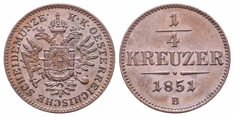 1/4 Krejcar 1851 B